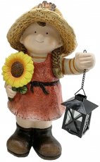 Vrtna figura - Djevojčica sa suncokretom i lampionom - GOT6869