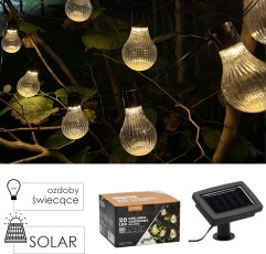 Vrtni svjetlosni lanac dł. 2 + 3,8 m pruge 20 led toplo bijela - SOL3620