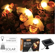 Solarna vrtna girlanda 2 + 3,8 m 20 LED - toplo bijela - SOL3637