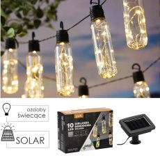 Sunčana vrtna girlanda 2 + 1,8 m 10 LED topla bijela - SOL3668