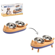 Set 2 posuda od nehrđajućeg čelika za psa/mačku na postolju - PET7734