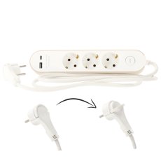 Produžni razdjelnik s prekidačem 3 utičnice 230v, 1,5 m - bijeli - KAB2585