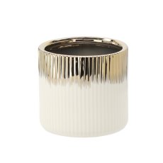 Keramička ukrasna posuda - zlatno-bijela - ELI3369