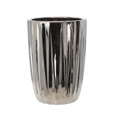 Keramička ukrasna posuda - srebrna rebrasta - ELI3451
