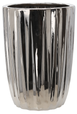 Keramička ukrasna posuda - srebrna rebrasta - ELI3451