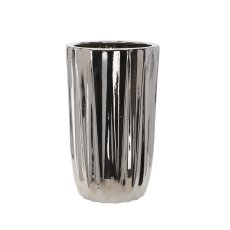 Keramička ukrasna posuda 24,5 cm - srebrna rebrasta - ELI3468