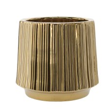 Keramička ukrasna posuda 44 cm - zlatna rebrasta - ELI3536