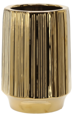 Keramička posuda za lončić 22 cm - zlatno rebrasta - ELI3550