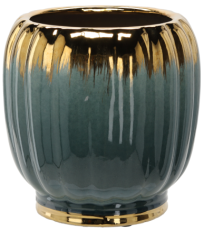 Keramička ukrasna posuda 28 cm - zlatno-zelena - ELI3635