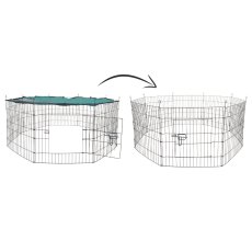 Ograda za životinje s mrežom protiv sunca, 8 panela - PET5431