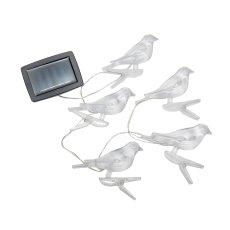 Vrtna solarna girlanda 1,2 m Ptice s kopčom 5 LED - toplo bijela - SOL6063