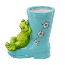 Vrtna figurica Čizma sa žabom, lončić za cvijeće, pakiranje 2 komada - plava - GOT8791