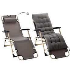 Sklopiva vrtna stolica s jastukom - siva - LEZ6889