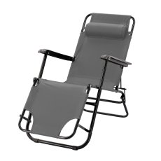 Sklopiva vrtna ležaljka s jastukom - siva - LEZ6896