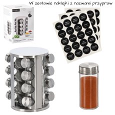 Stalak za začine okrugli 16 staklenki - srebrna - NIW9141