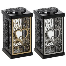 Lampion Gracja s ružom i srcem - crno-srebrna/zlatna, pak. 4 kom - ZOZ8354