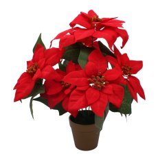 Umjetni cvijet Božićna zvijezda u lončanici - crvena, 38 cm - HID3810