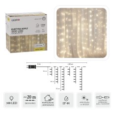 Zavjesa ledene svijeće 500l toplo bijela + hladno bljeskanje, dulj. 3 + 20 m - LED9881