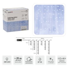 Zavjesa ledene svijeće 500l hladno bijela + hladni bljesak, dulj. 3 + 20 m - LED9898