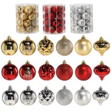 Set 26 ukrasa u tubi 6 cm crvena, zlatna, srebrna - GIF3764