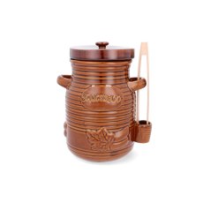 Keramička posuda za krastavce s hvataljkama medena 3,5l - RUI3170
