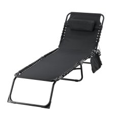 Vrtna ležaljka s džepom - crna - LEZ2777