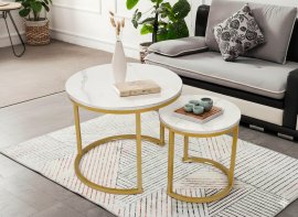 Dvodijelni okrugli mramorni klupski stolić - FAT1459