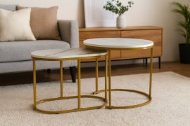 Dvostruki klupski stolić od mramora - FAT1466