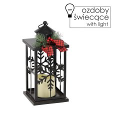 Božićni lanterna LED metalni - crni – SOL0856