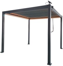 Vrtna pergola s LED osvjetljenjem 3x3x2,5 m - siva - GOL0555