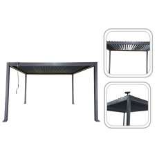 Vrtna pergola LED 3x4x2,5 m - siva - GOL0562