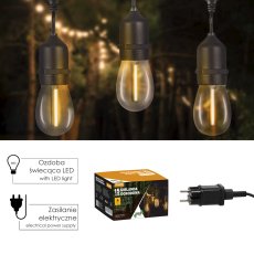 Vrtna girlanda s pilotom 24 v, 3+15 m, LED, toplo bijela - SOL6242