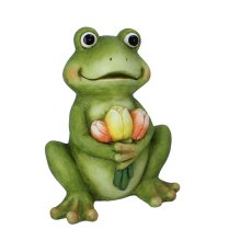 Vrtna figura – Žaba s tulipanima, sjedi - GOT7522