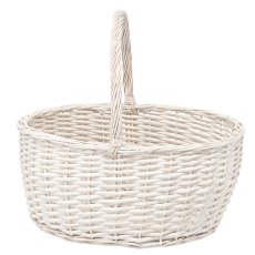 Pletena košara 47x37x21 cm s ručkom – bijela - ILS9449