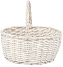 Pletena košara 47x37x21 cm s ručkom – bijela - ILS9449