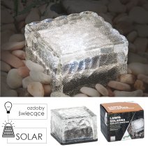 Solarna svjetiljka Staklena kocka - hladno bijela - SOL3699