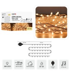 LED lampice s melodijom USB 100L, toplo bijele - LED0078