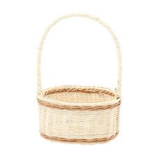 Ratanova košara s ručkom 22 cm – bijela s prirodnom - DRA05_8826