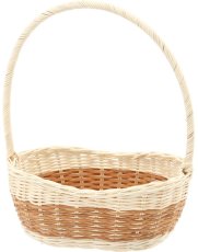 Ratanasta košara s ručkom 26 cm – bijela s prirodnom bojom - DRA08_8871
