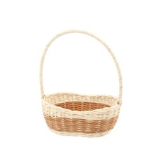 Ratanasta košara s ručkom 26 cm – bijela s prirodnom bojom - DRA08_8871