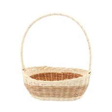 Ratanova košara s ručkom 30 cm – bijela s prirodnim - DRA08_8888