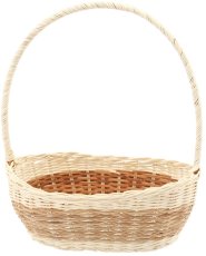 Ratanova košara s ručkom 30 cm – bijela s prirodnim - DRA08_8888