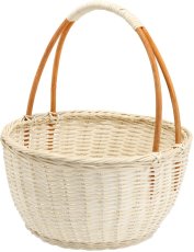 Ratanova košara s ručkom 28 cm – bijela - DRA4132