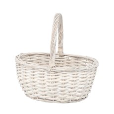 Pletena košara s ručkom 37 cm – bijela - ILS9456