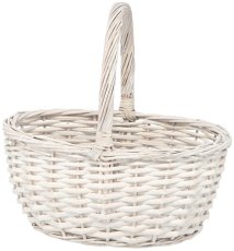 Pletena košara s ručkom 27 cm – bijela - ILS9463