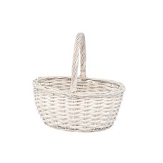 Pletena košara s ručkom 27 cm – bijela - ILS9463