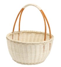 Ratanasta košara s ručkom 33 cm – bijela - DRA4125