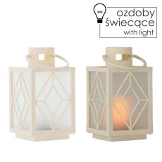 Božićni lampion s LED uloškom - bijeli - LED2553
