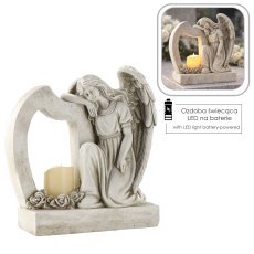 Figura Anđeo s harfom i LED svijećom - DED1710