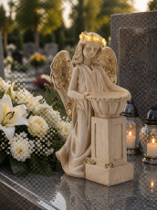 Figura Anđeo s posudom i vijencem LED - DED1727